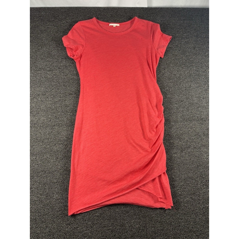 Wasabi + Mint Dress Sz M Red Cotton Blend Ruched‎ T Shirt Jersey Knee Length